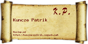 Kuncze Patrik névjegykártya